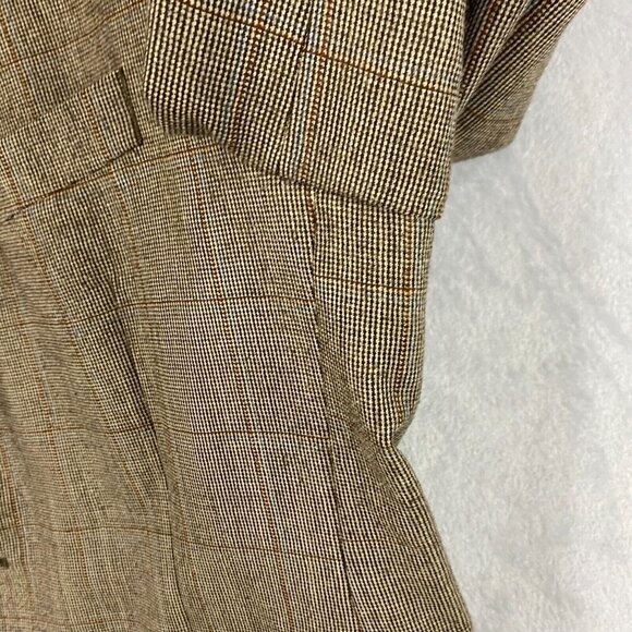 Brooks Brothers 1818 Fitzgerald 100% Wool Suit Jacket Size 44R Brown Blue Plaid - Picture 12 of 16
